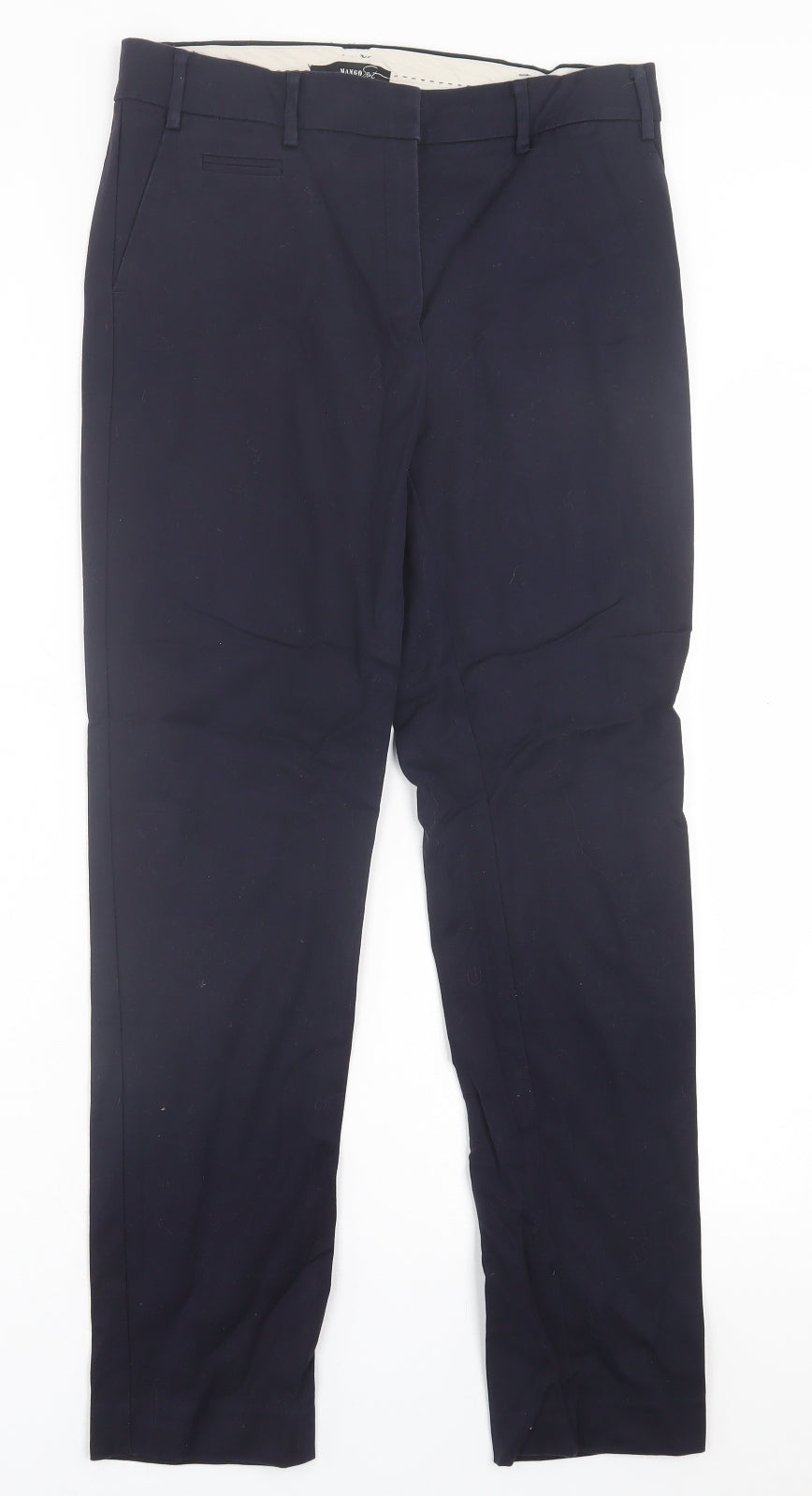 Mango Womens Blue  Cotton Capri Trousers Size 10 L28 in Regular Hook & Eye