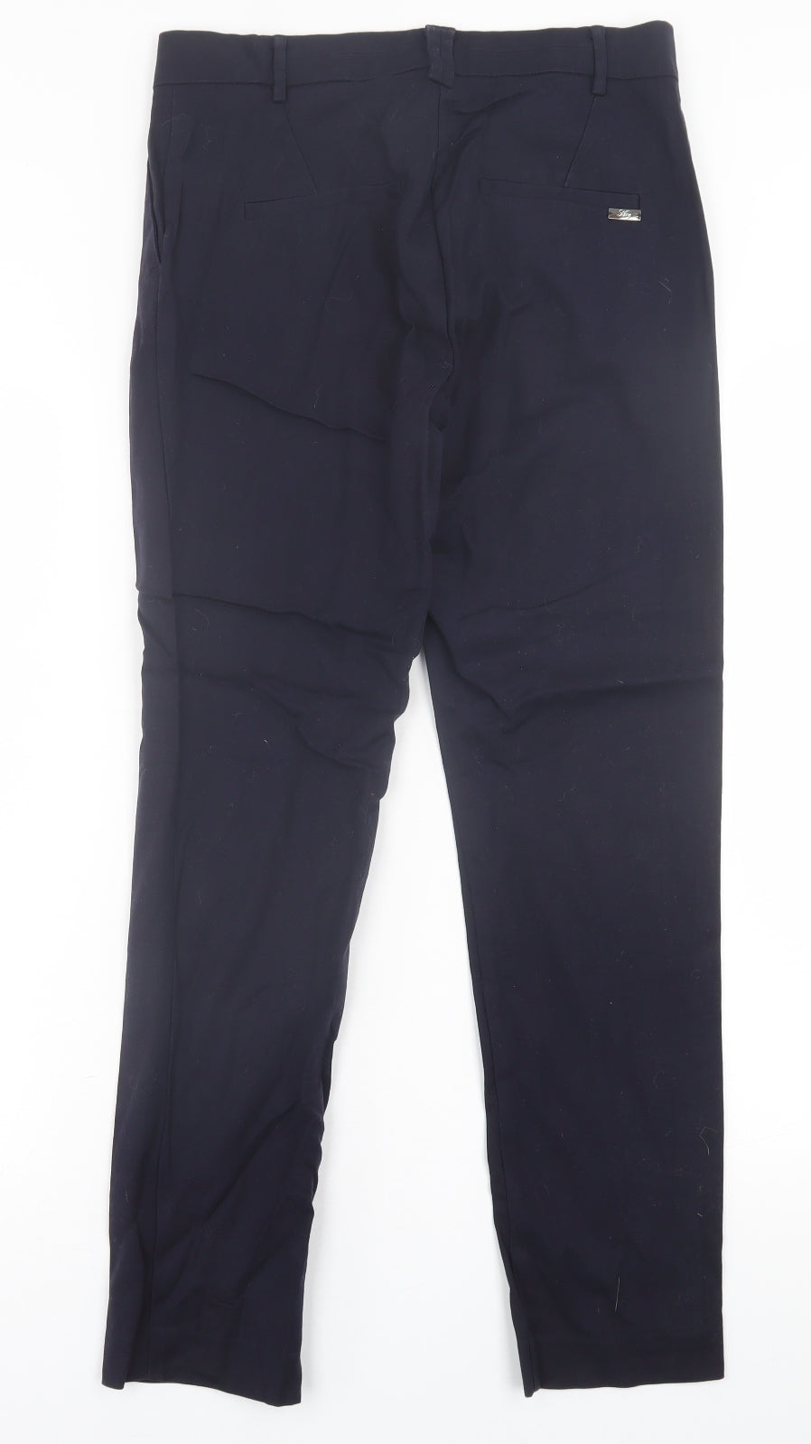 Mango Womens Blue  Cotton Capri Trousers Size 10 L28 in Regular Hook & Eye
