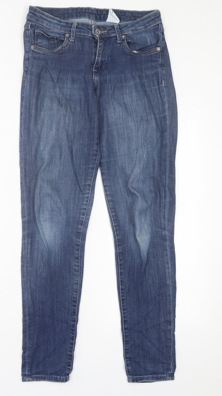 H&M Womens Blue  Cotton Skinny Jeans Size 28 in L30 in Regular Button