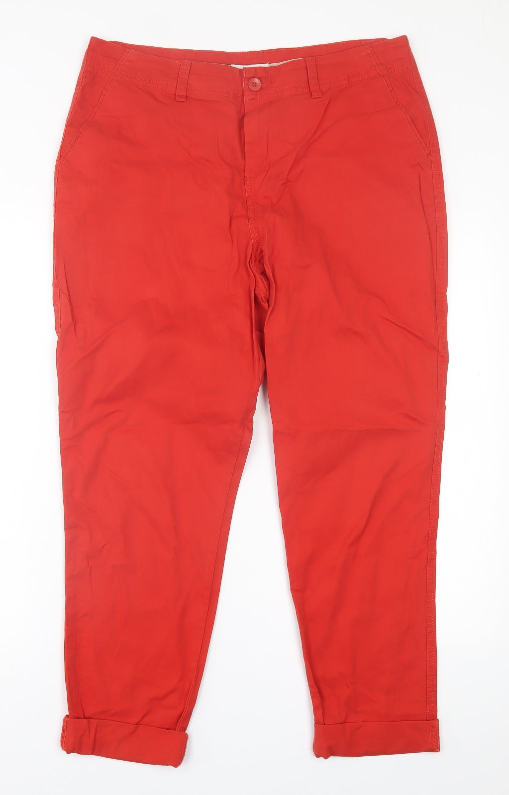 TU Womens Red  Cotton Trousers  Size 14 L26 in Regular Button