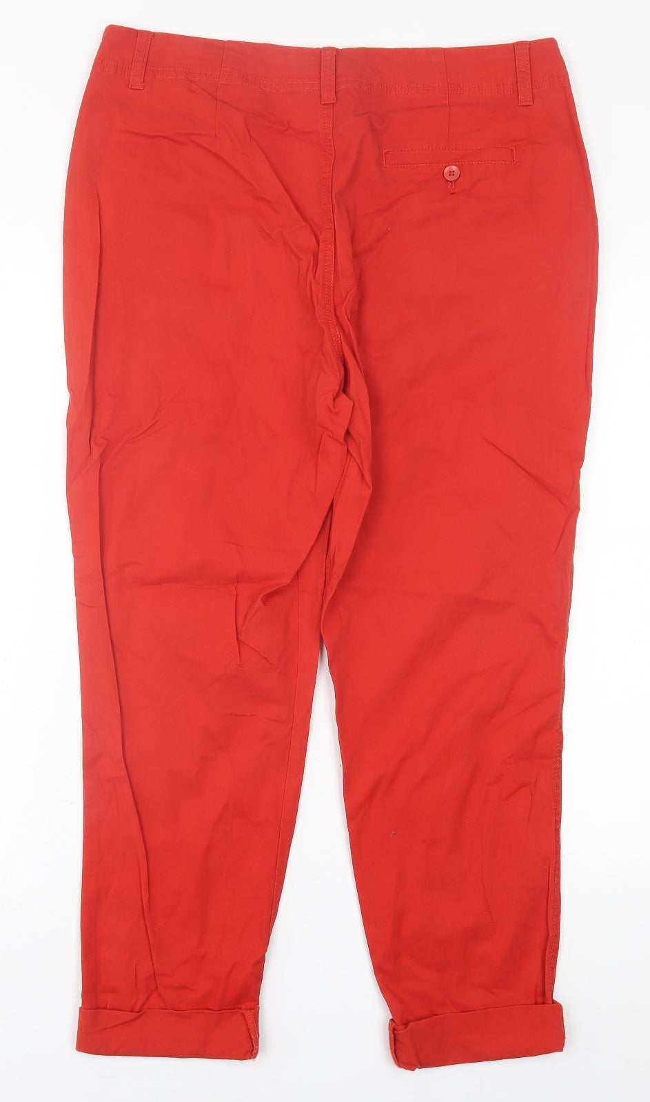 TU Womens Red  Cotton Trousers  Size 14 L26 in Regular Button