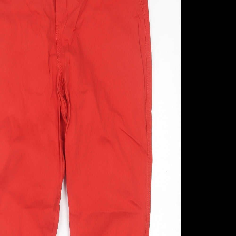 TU Womens Red  Cotton Trousers  Size 14 L26 in Regular Button