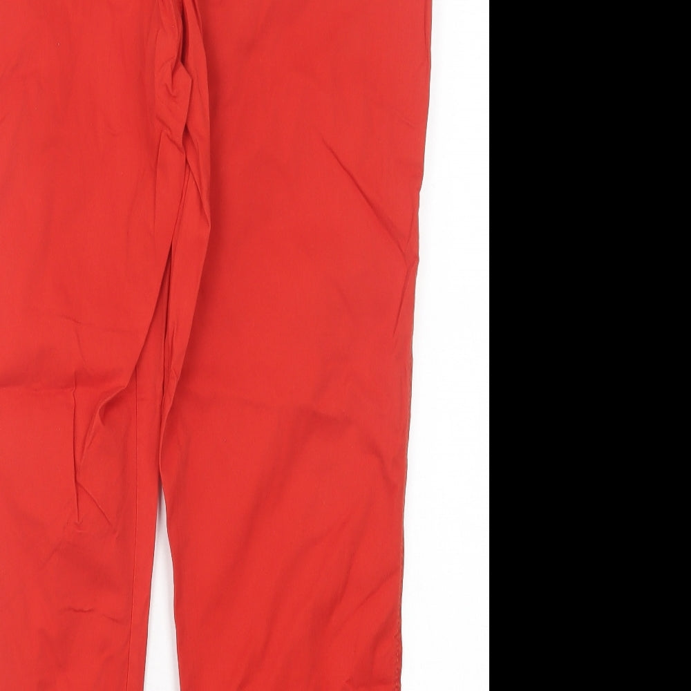 TU Womens Red  Cotton Trousers  Size 14 L26 in Regular Button