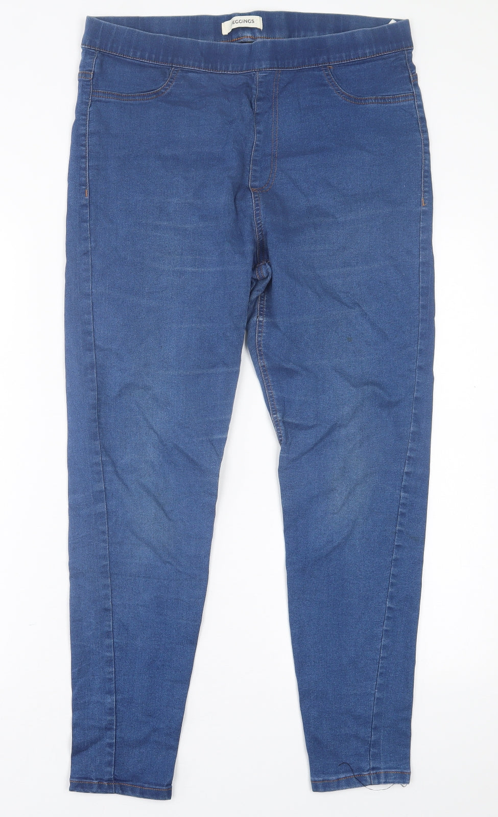Marks and Spencer Womens Blue  Cotton Jegging Trousers Size 16 L26 in Regular