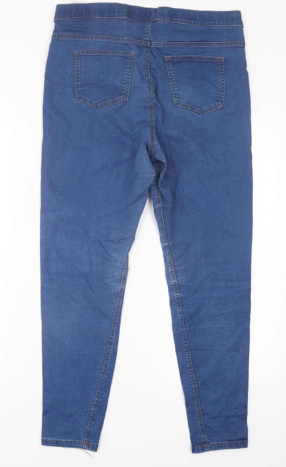 Marks and Spencer Womens Blue  Cotton Jegging Trousers Size 16 L26 in Regular