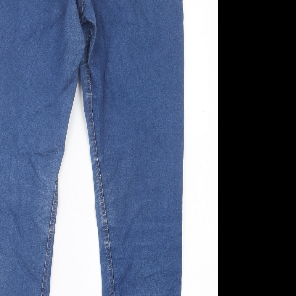Marks and Spencer Womens Blue  Cotton Jegging Trousers Size 16 L26 in Regular