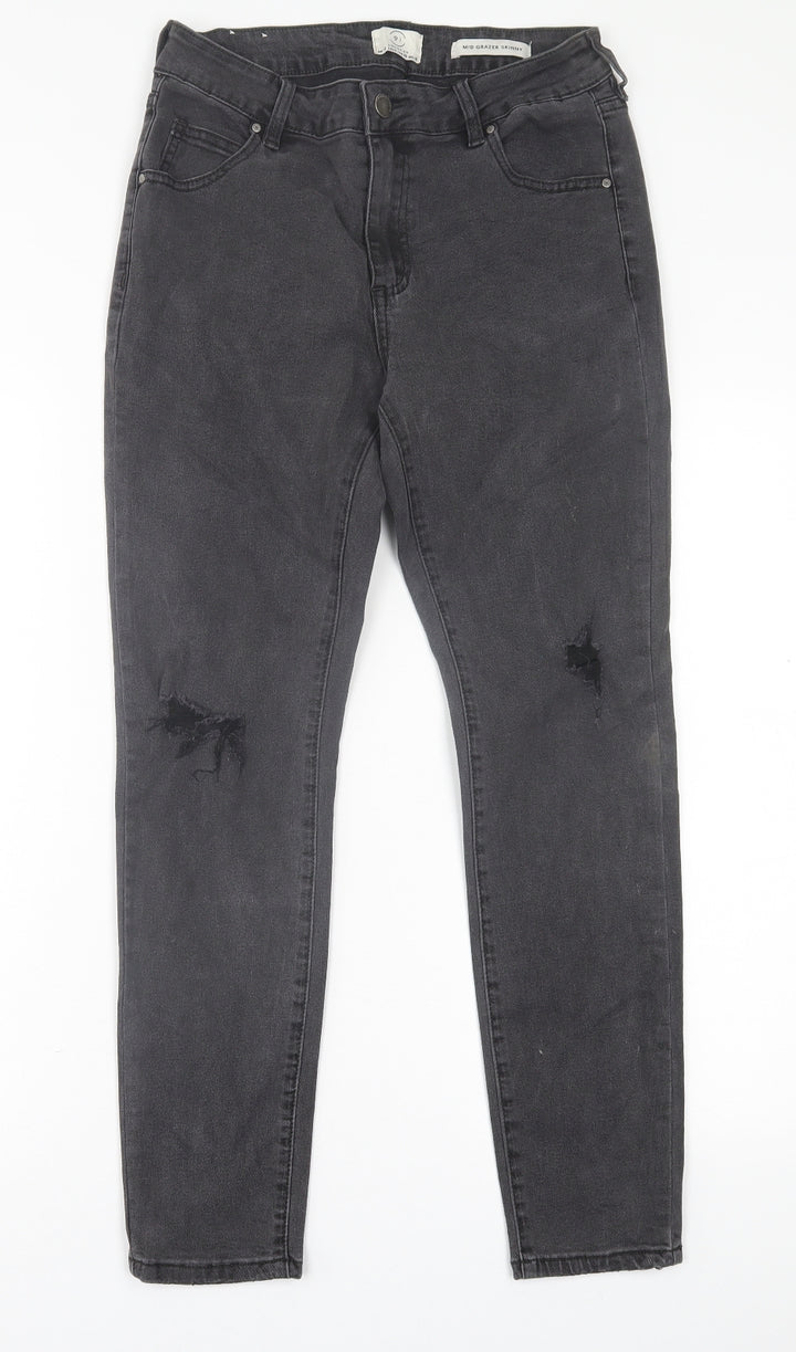 Cotton On Womens Black Cotton Skinny Jeans Size 12 L27 in Regular Button