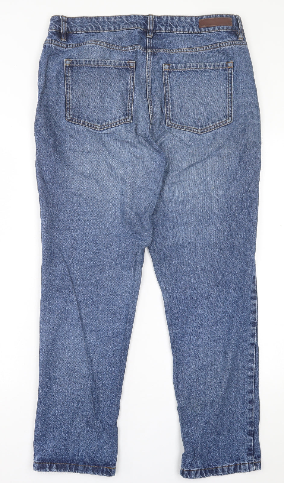 NEXT Womens Blue  Cotton Boyfriend Jeans Size 14 L29 in Regular Button