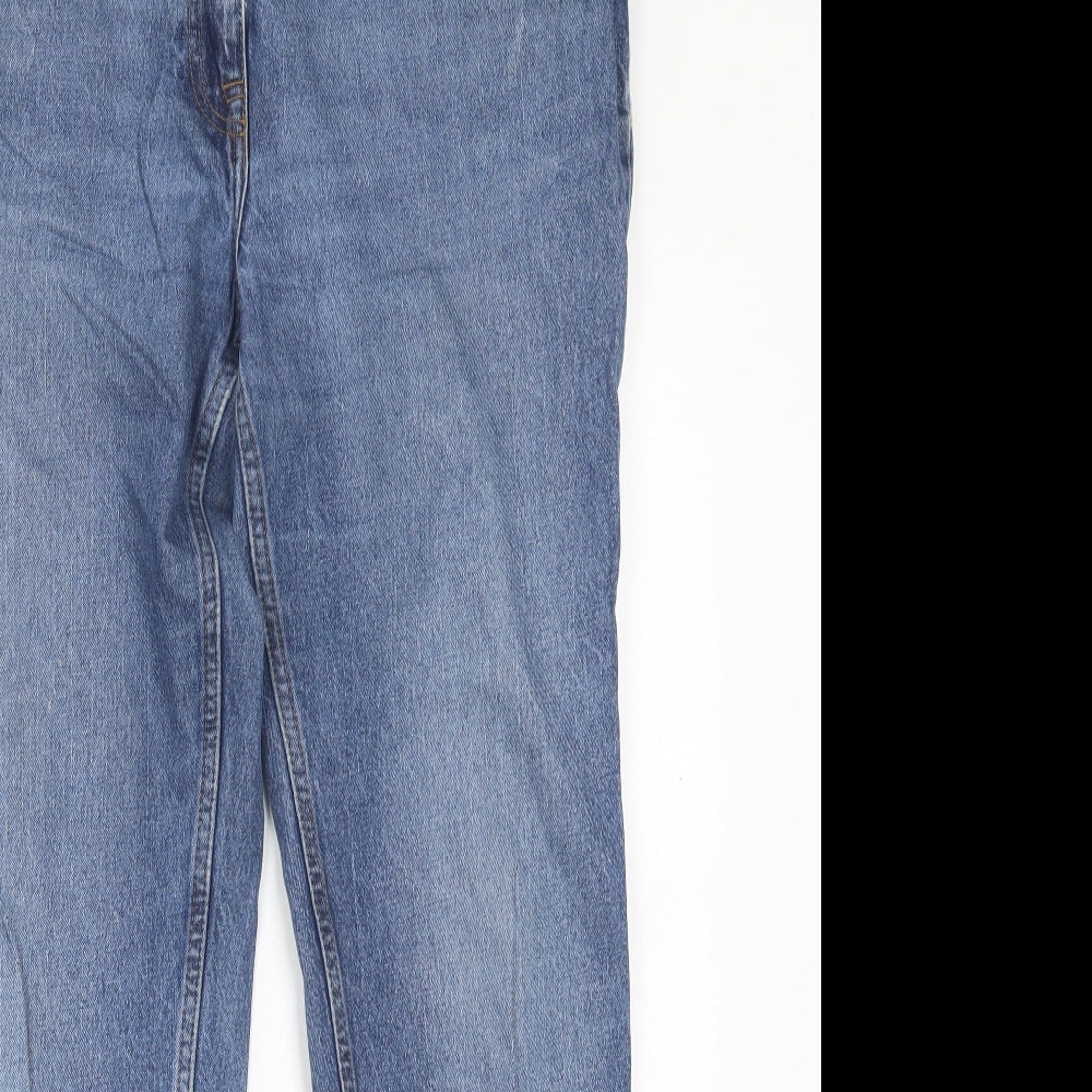 NEXT Womens Blue  Cotton Boyfriend Jeans Size 14 L29 in Regular Button
