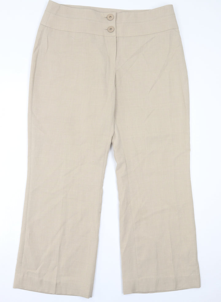 Autonomy Womens Beige Polyester Trousers Size 16 L29 in Regular Button