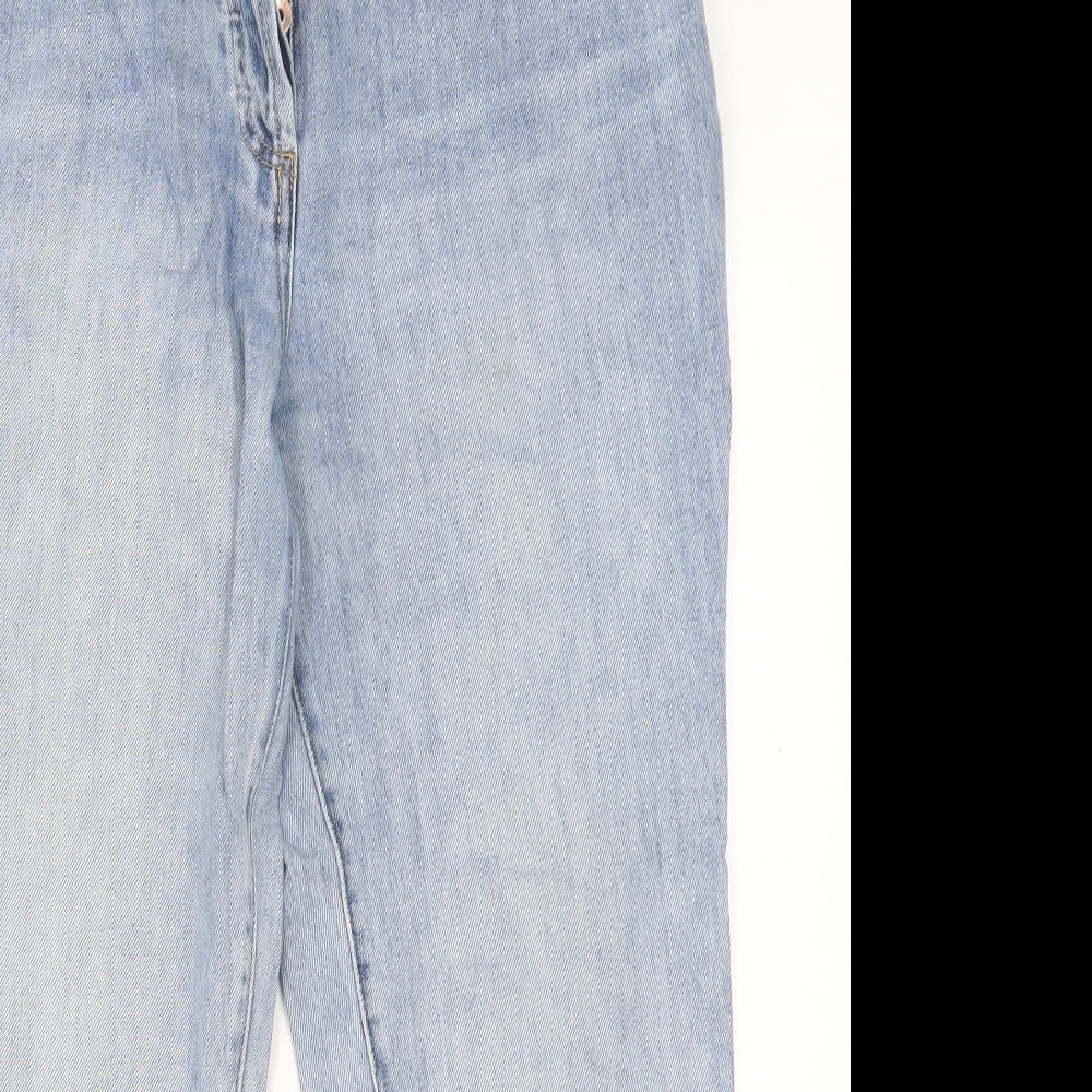 NEXT Womens Blue  Cotton Boyfriend Jeans Size 14 L26 in Regular Button