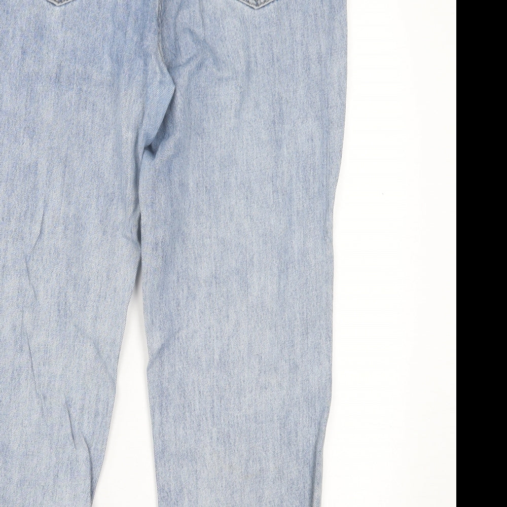 NEXT Womens Blue  Cotton Boyfriend Jeans Size 14 L26 in Regular Button