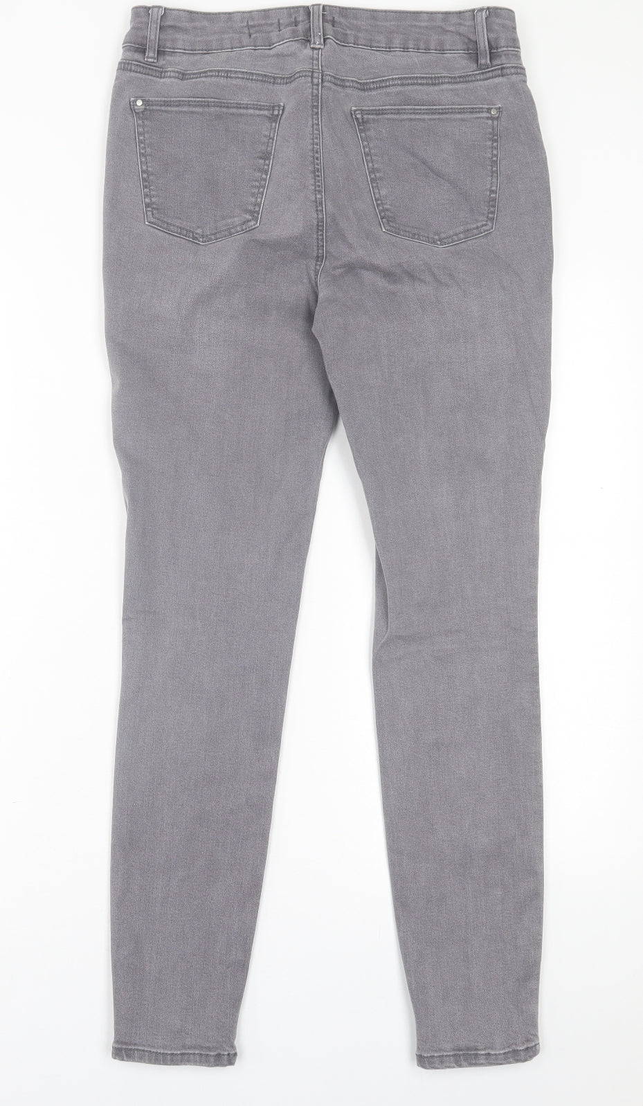 TU Womens Grey  Cotton Skinny Jeans Size 10 L28 in Regular Button