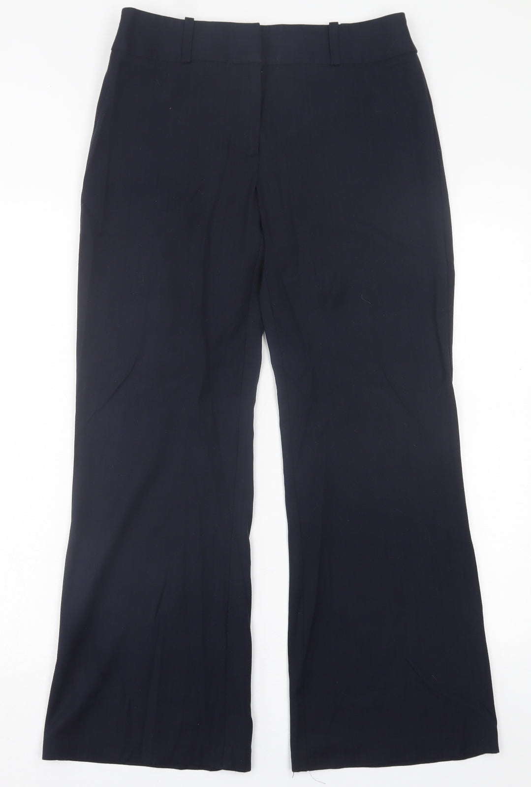 NEXT Womens Blue Striped Polyester Trousers  Size 10 L28 in Regular Hook & Eye