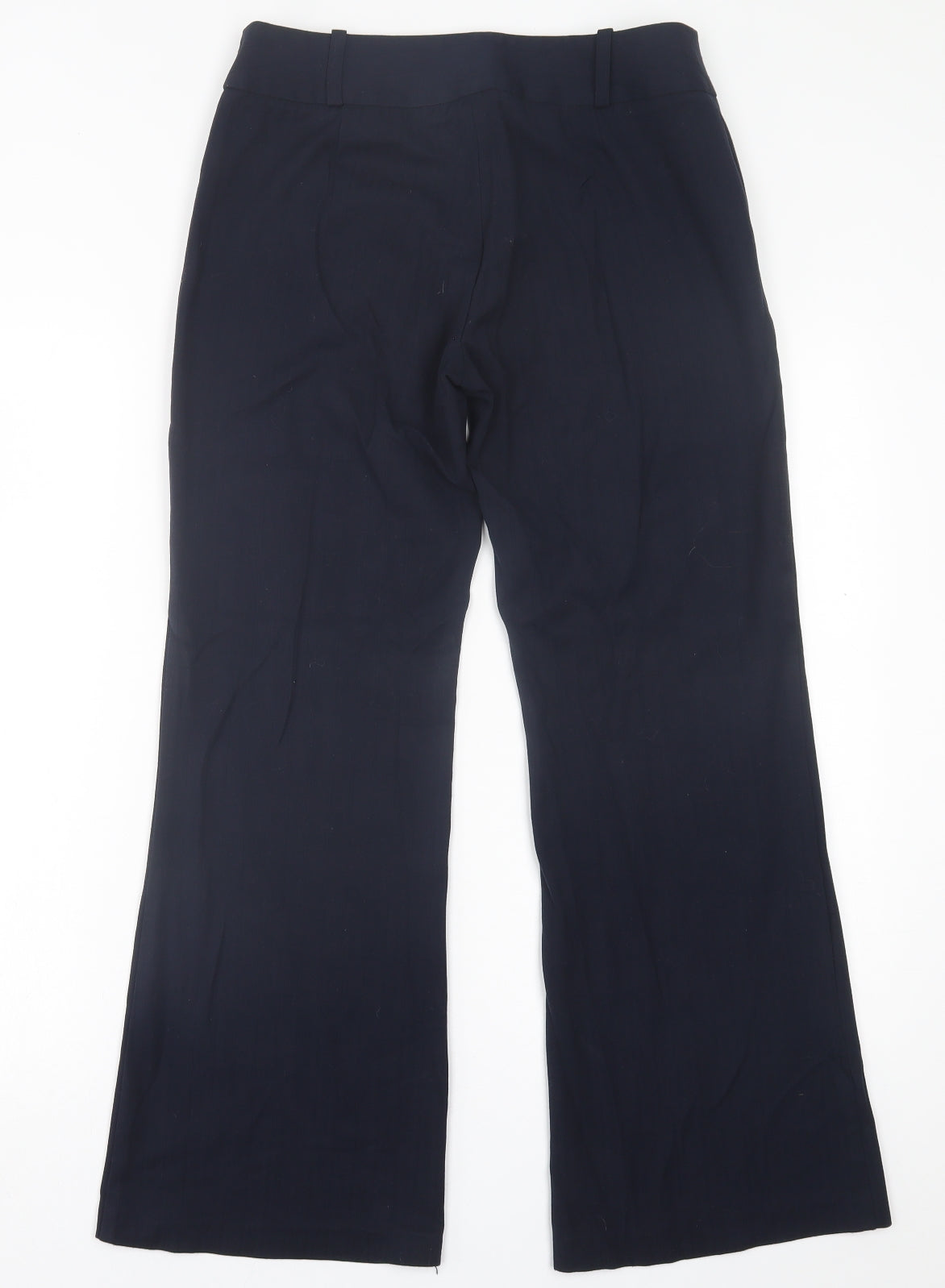 NEXT Womens Blue Striped Polyester Trousers  Size 10 L28 in Regular Hook & Eye