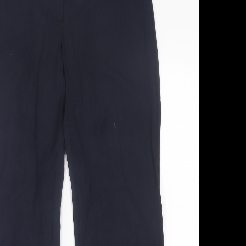 NEXT Womens Blue Striped Polyester Trousers  Size 10 L28 in Regular Hook & Eye