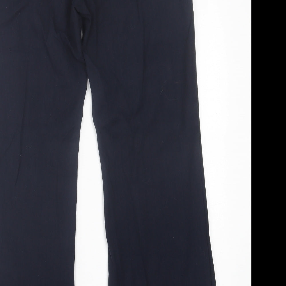 NEXT Womens Blue Striped Polyester Trousers  Size 10 L28 in Regular Hook & Eye