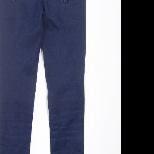 Marks and Spencer Girls Blue  Cotton Skinny Jeans Size 9 Years  Regular Button