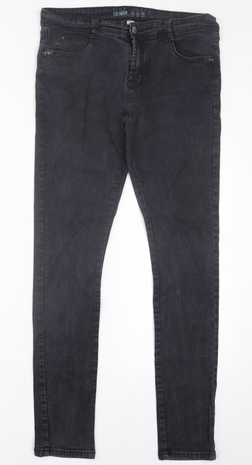 DENIM & Womens Black  Cotton Straight Jeans Size 14 L31 in Regular Button