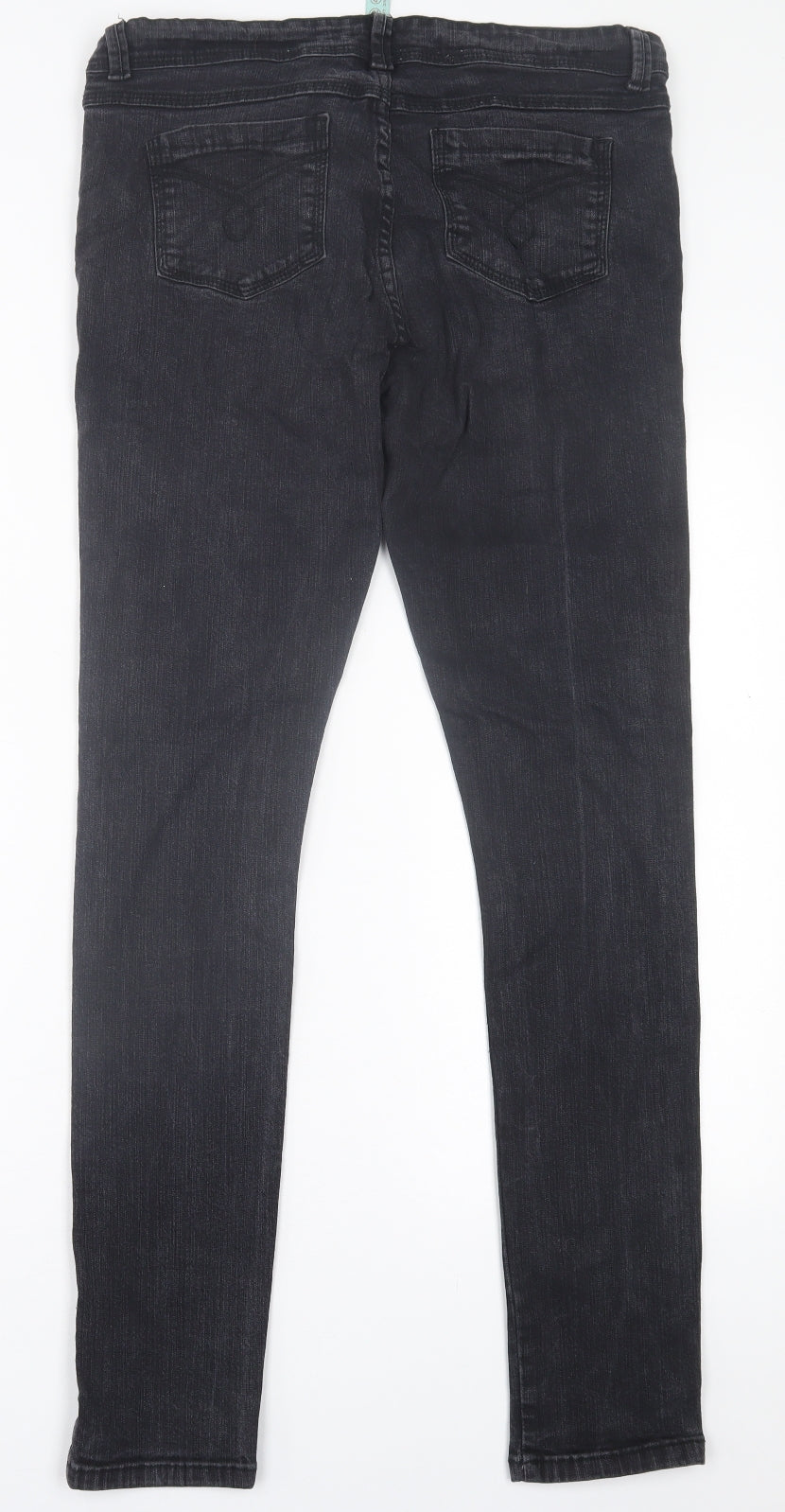 DENIM & Womens Black  Cotton Straight Jeans Size 14 L31 in Regular Button