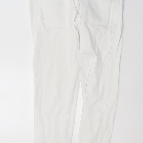 PRETTYLITTLETHING Womens White  Cotton Skinny Jeans Size 8 L28 in Regular Button