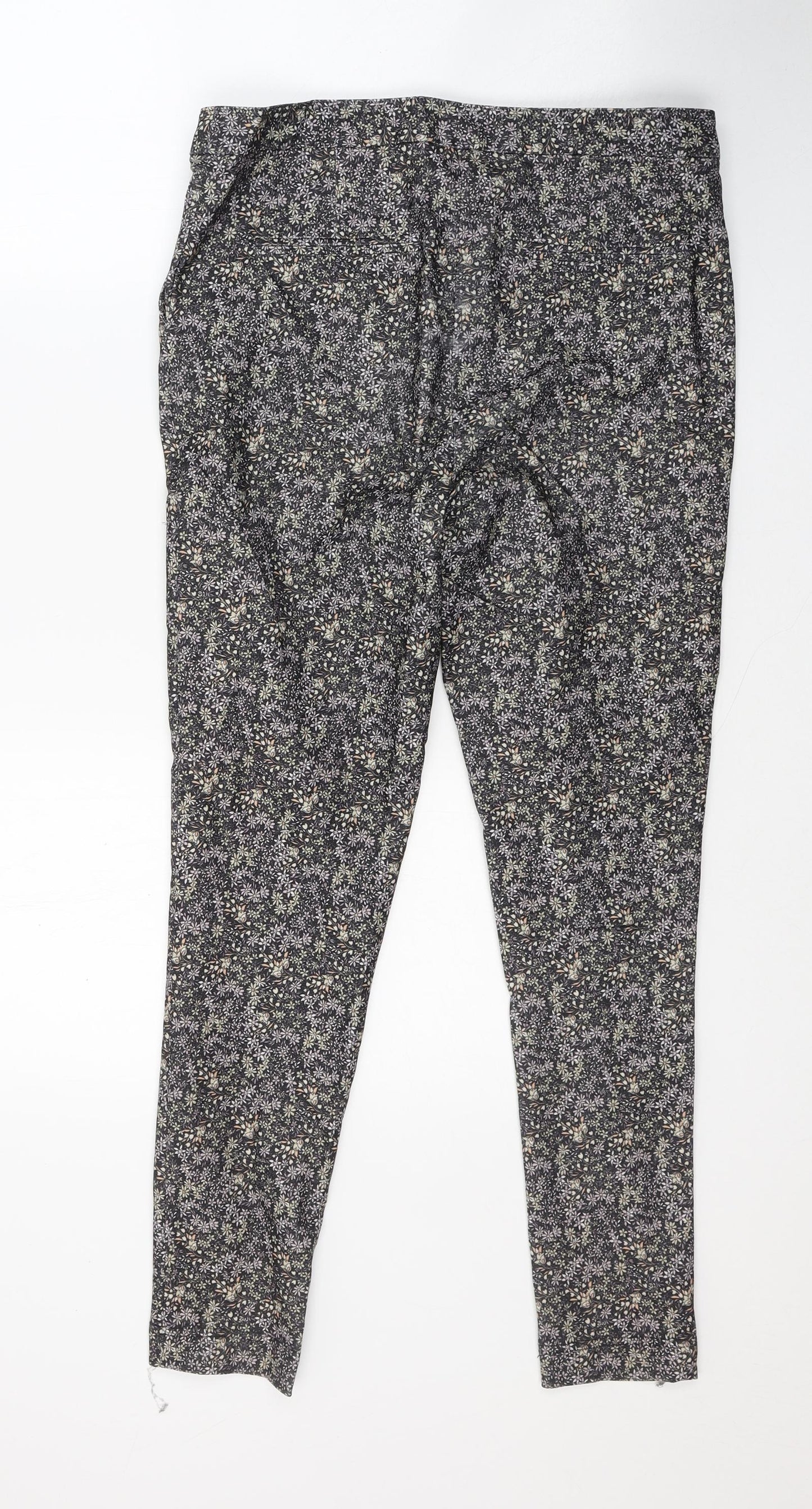 New Look Womens Black Floral Viscose Jegging Jeans Size 10 L26 in Regular Button