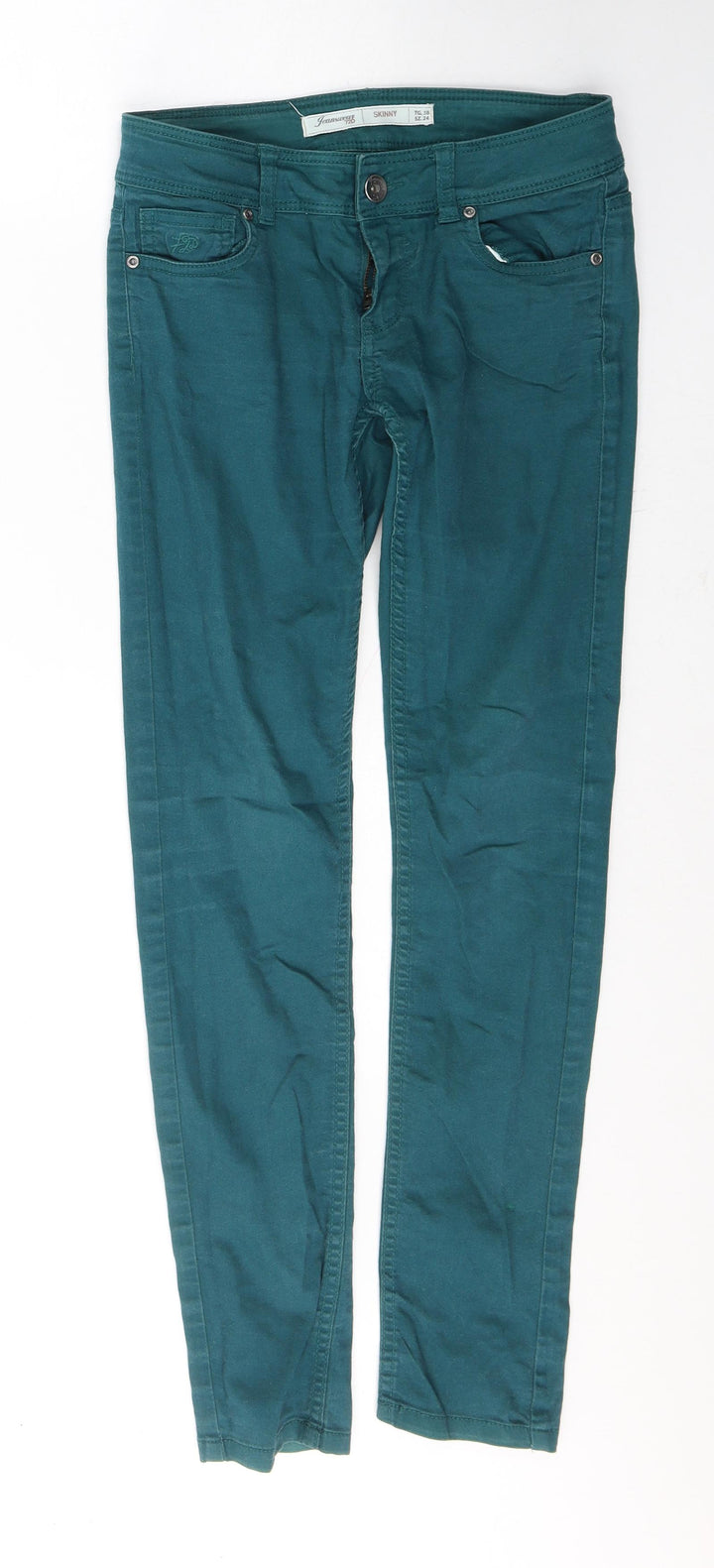 72D Womens Green Cotton Skinny Jeans Size 30 in L29 in Regular Button