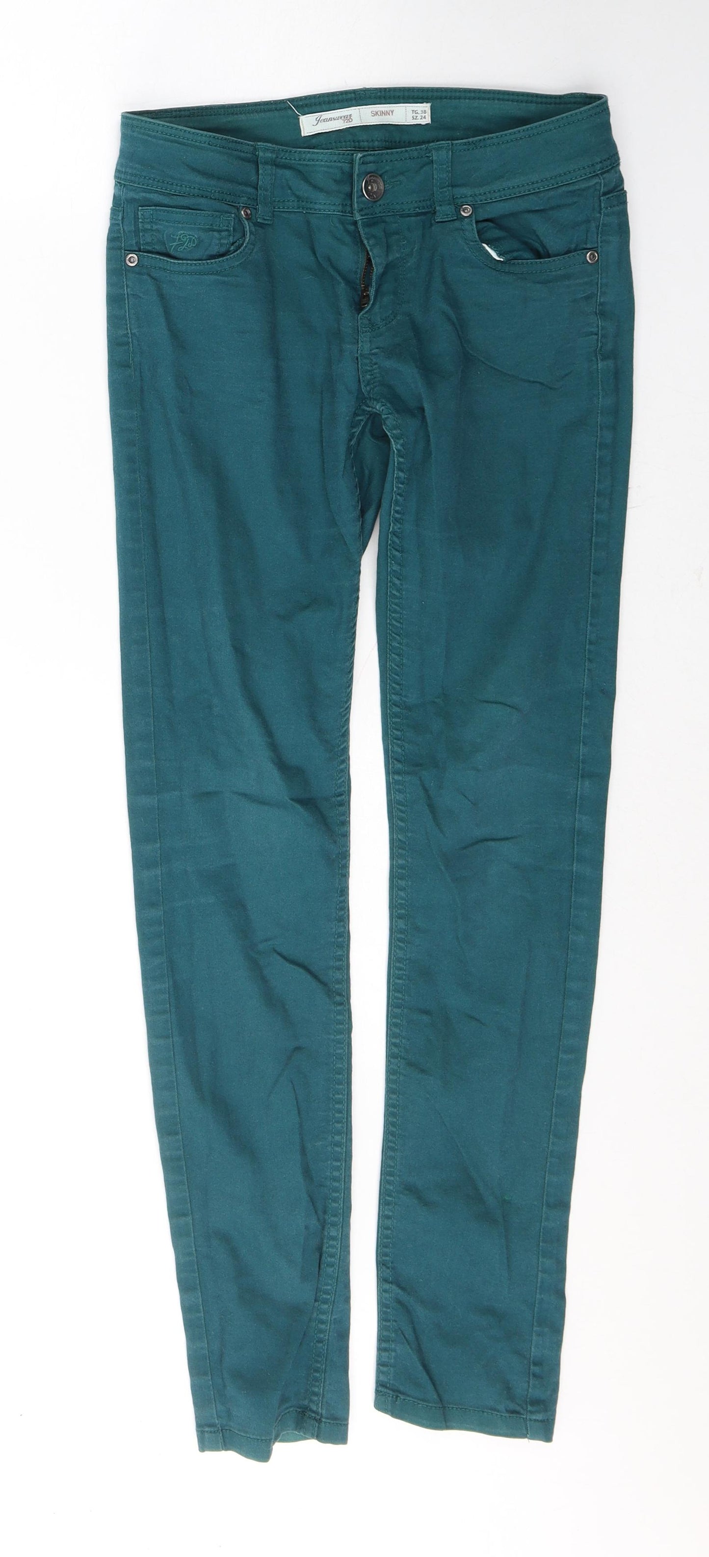 72D Womens Green  Cotton Skinny Jeans Size 30 in L29 in Regular Button