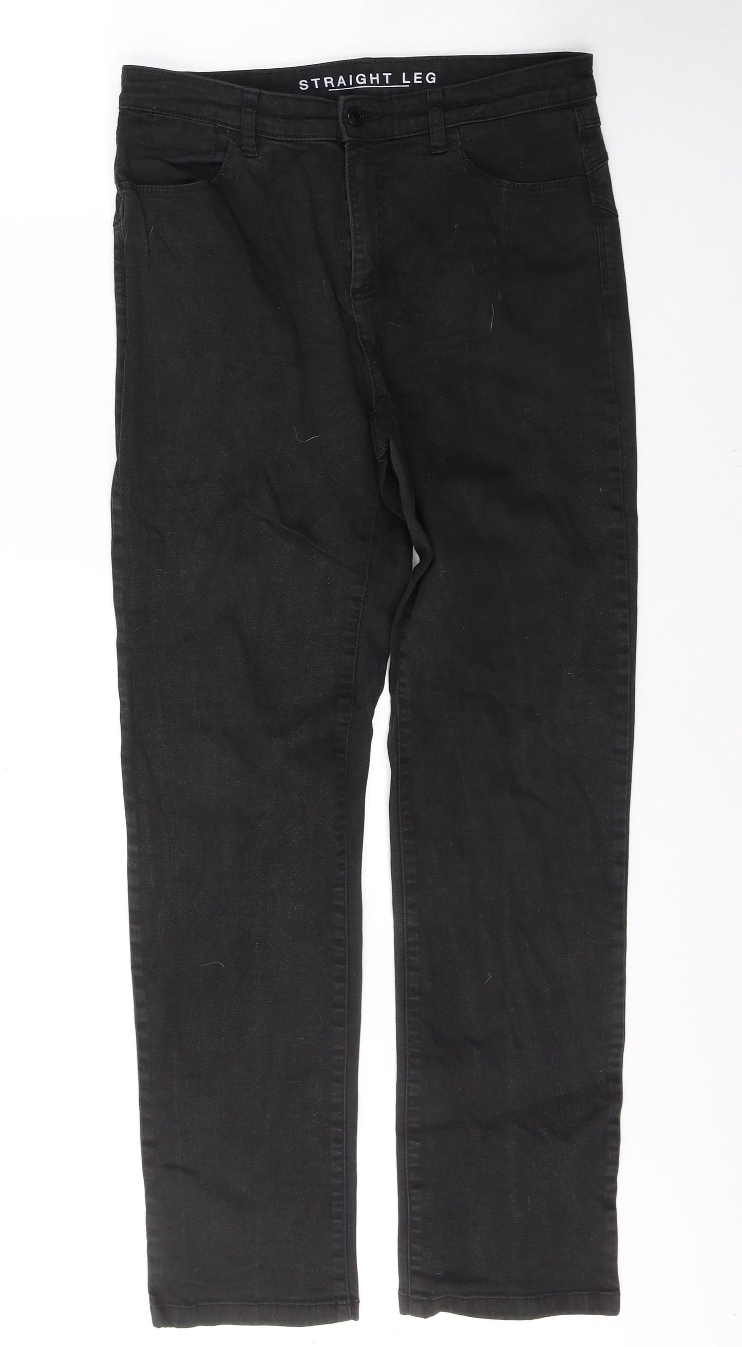 Marks and Spencer Womens Black  Cotton Straight Jeans Size 12 L31 in Regular Button