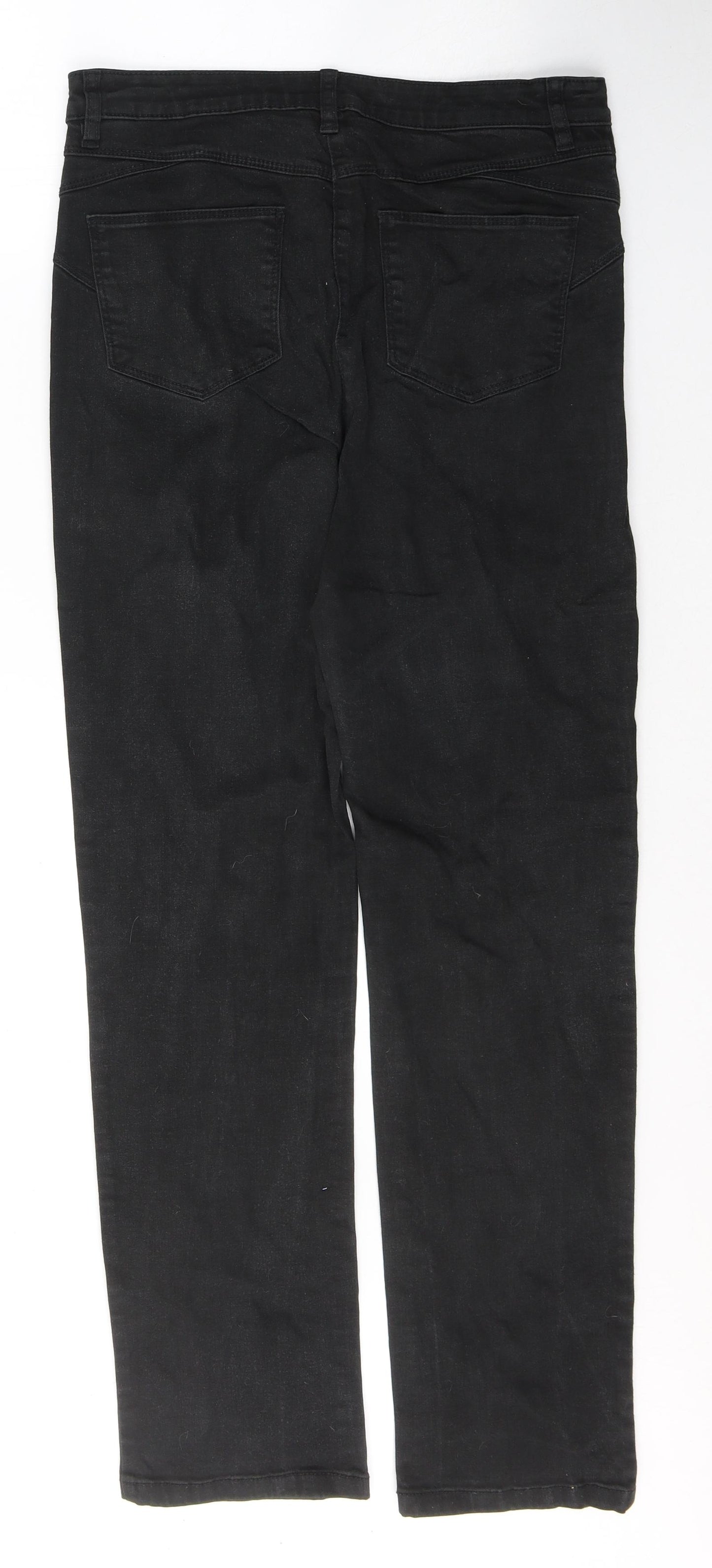 Marks and Spencer Womens Black  Cotton Straight Jeans Size 12 L31 in Regular Button