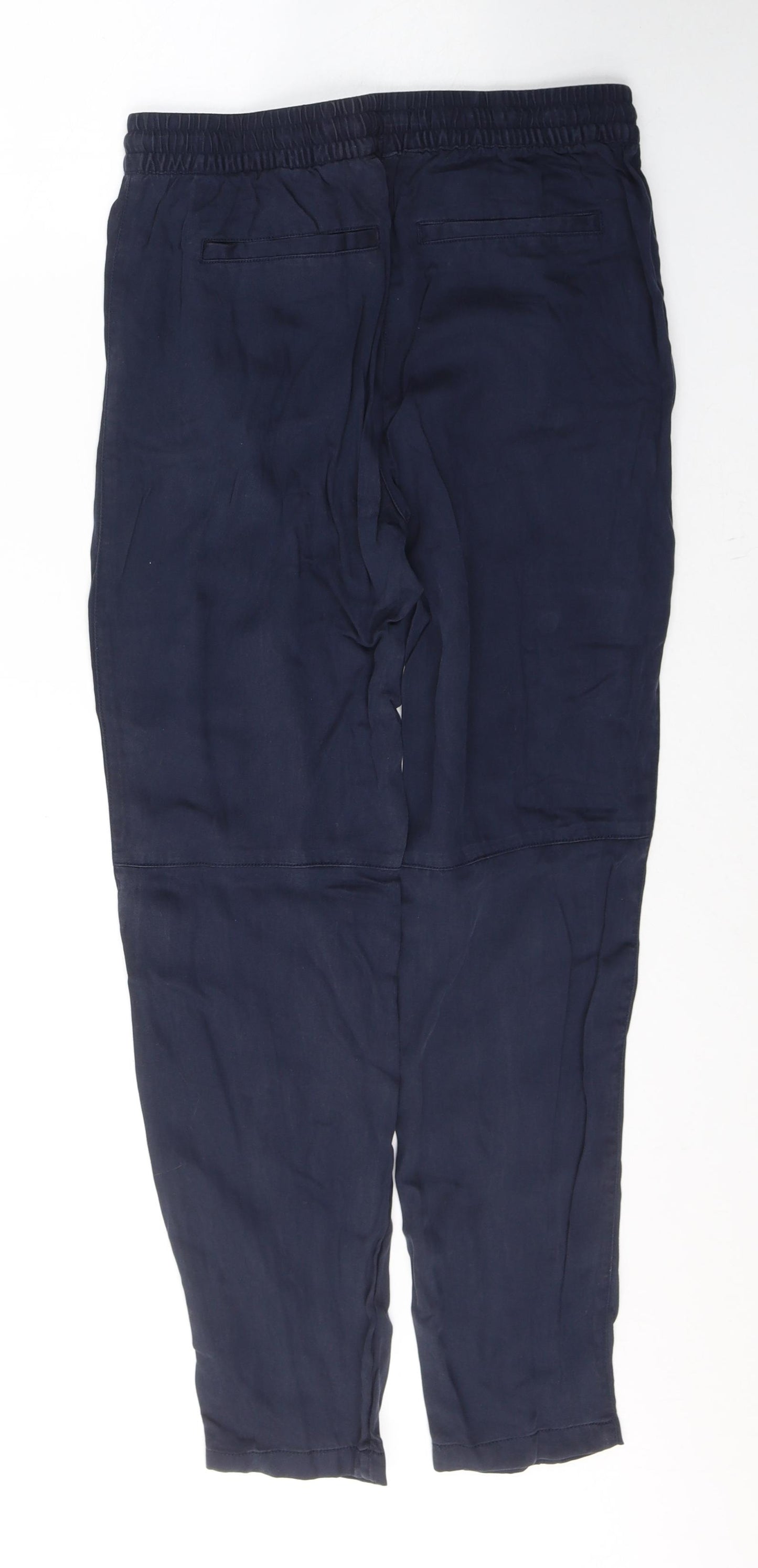 H&M Womens Blue  Lyocell Trousers  Size 6 L27 in Regular Tie