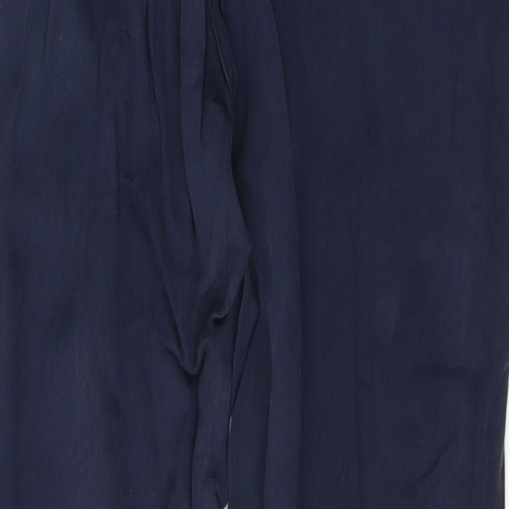 H&M Womens Blue  Lyocell Trousers  Size 6 L27 in Regular Tie