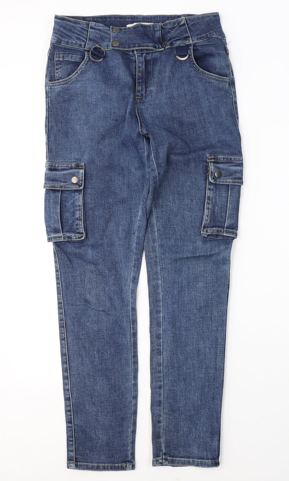 Redial Womens Blue  Cotton Straight Jeans Size 10 L28 in Regular Button - Cargo Style