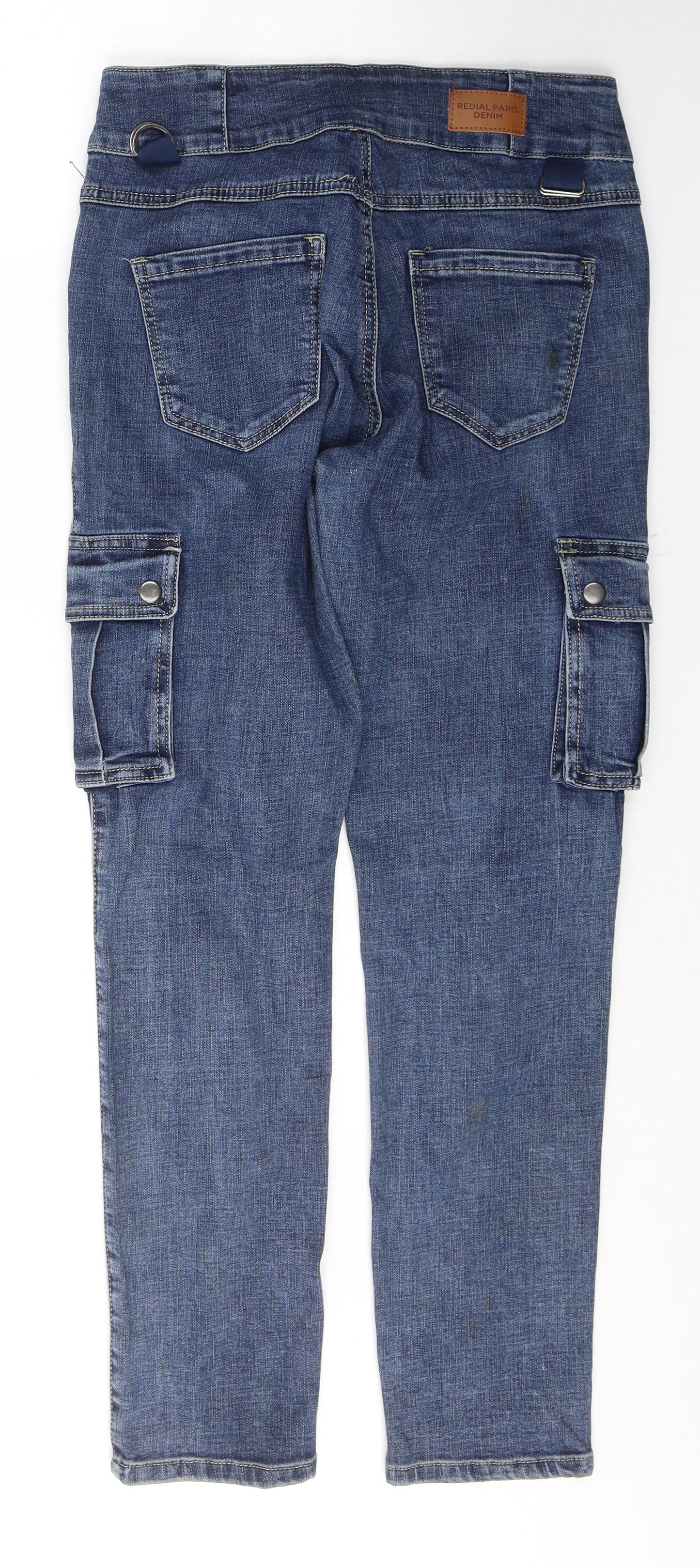 Redial Womens Blue  Cotton Straight Jeans Size 10 L28 in Regular Button - Cargo Style