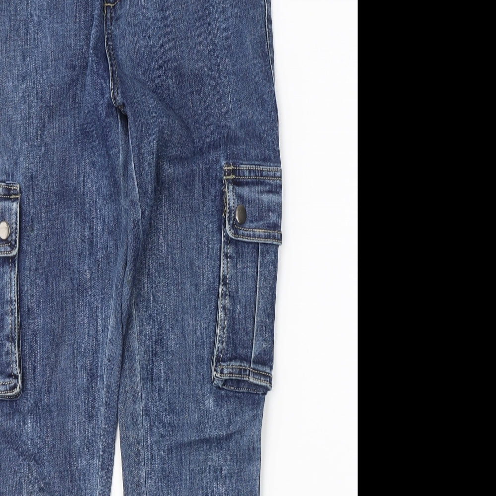Redial Womens Blue  Cotton Straight Jeans Size 10 L28 in Regular Button - Cargo Style