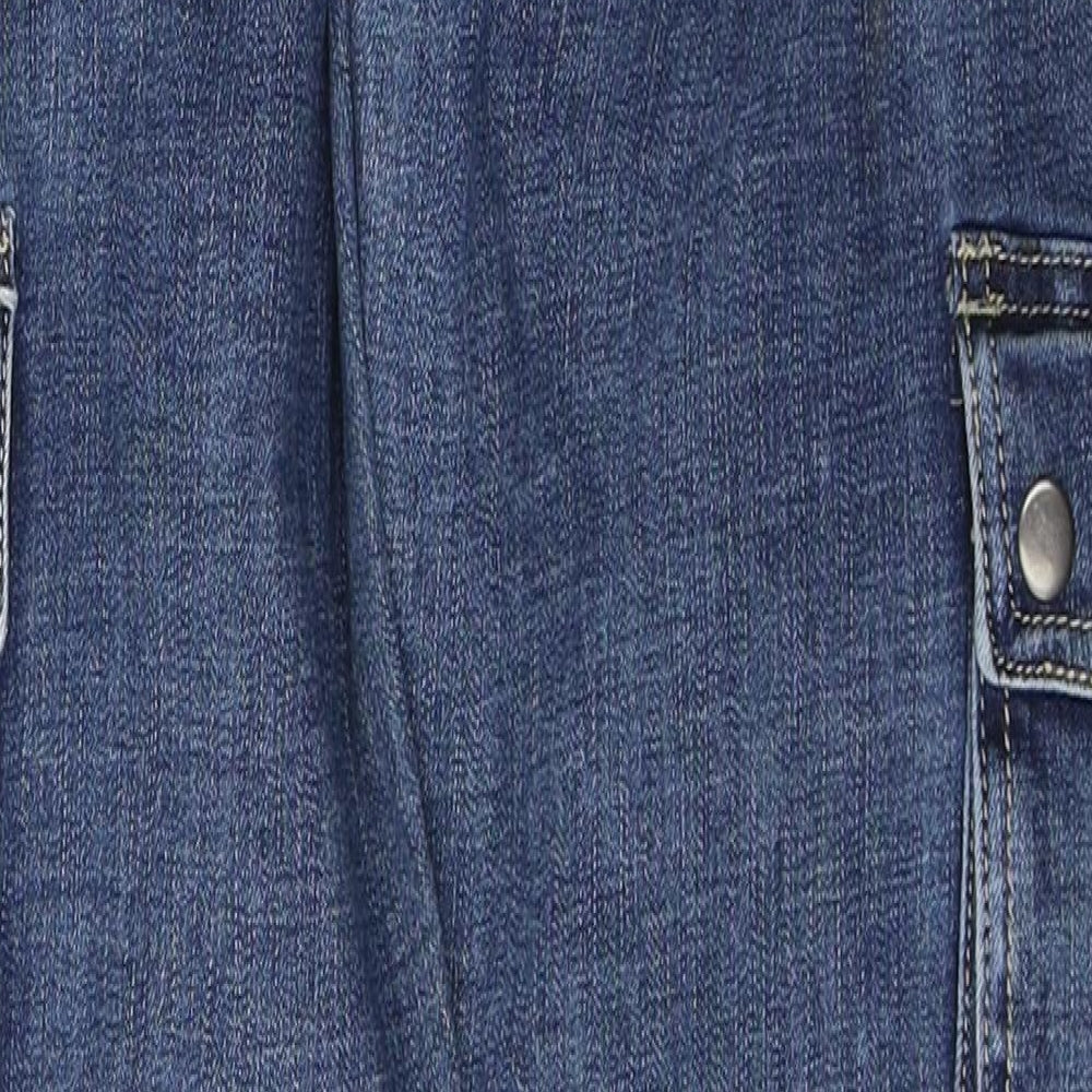 Redial Womens Blue  Cotton Straight Jeans Size 10 L28 in Regular Button - Cargo Style