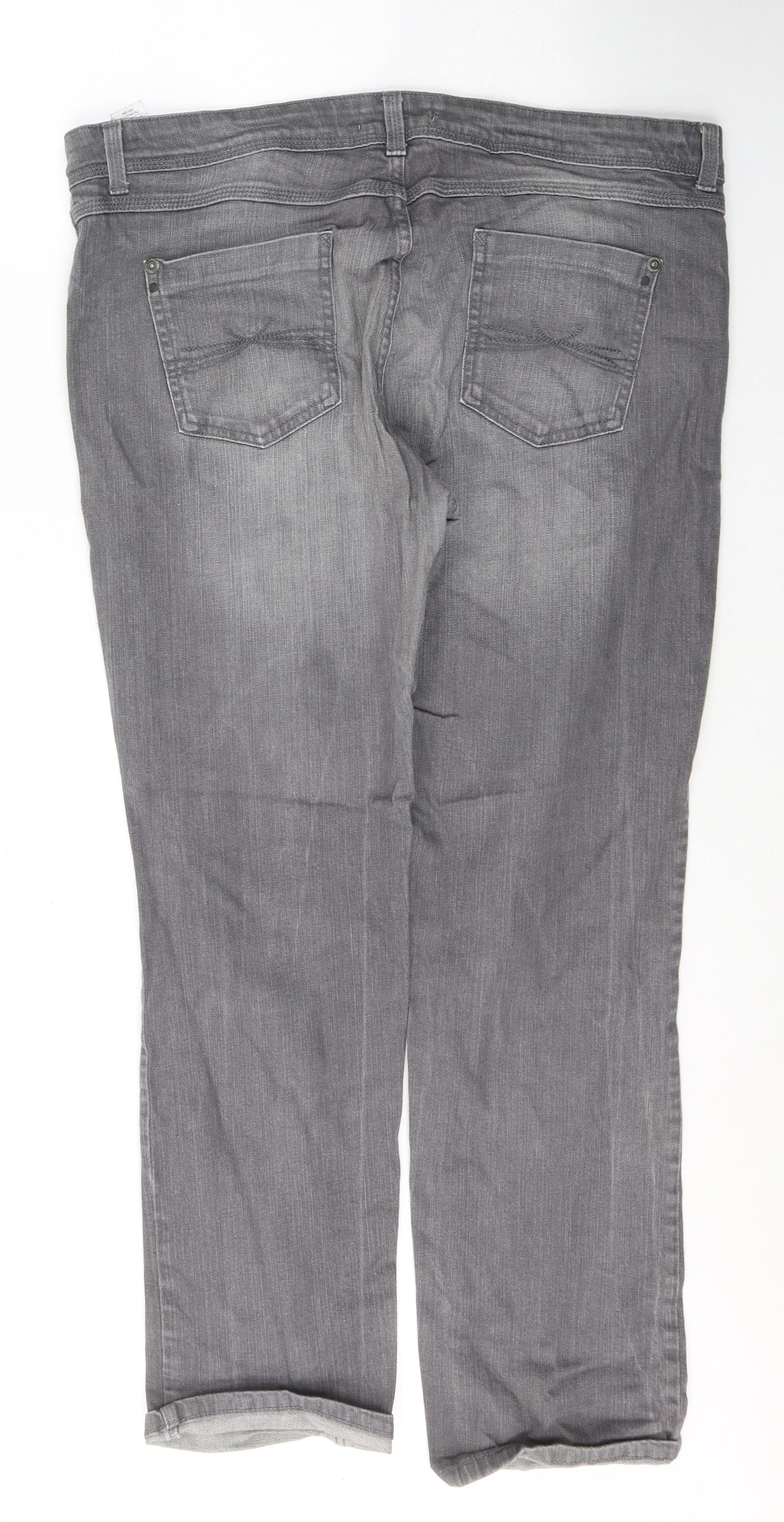 Marks and Spencer Womens Grey  Cotton Straight Jeans Size 20 L31 in Regular Button