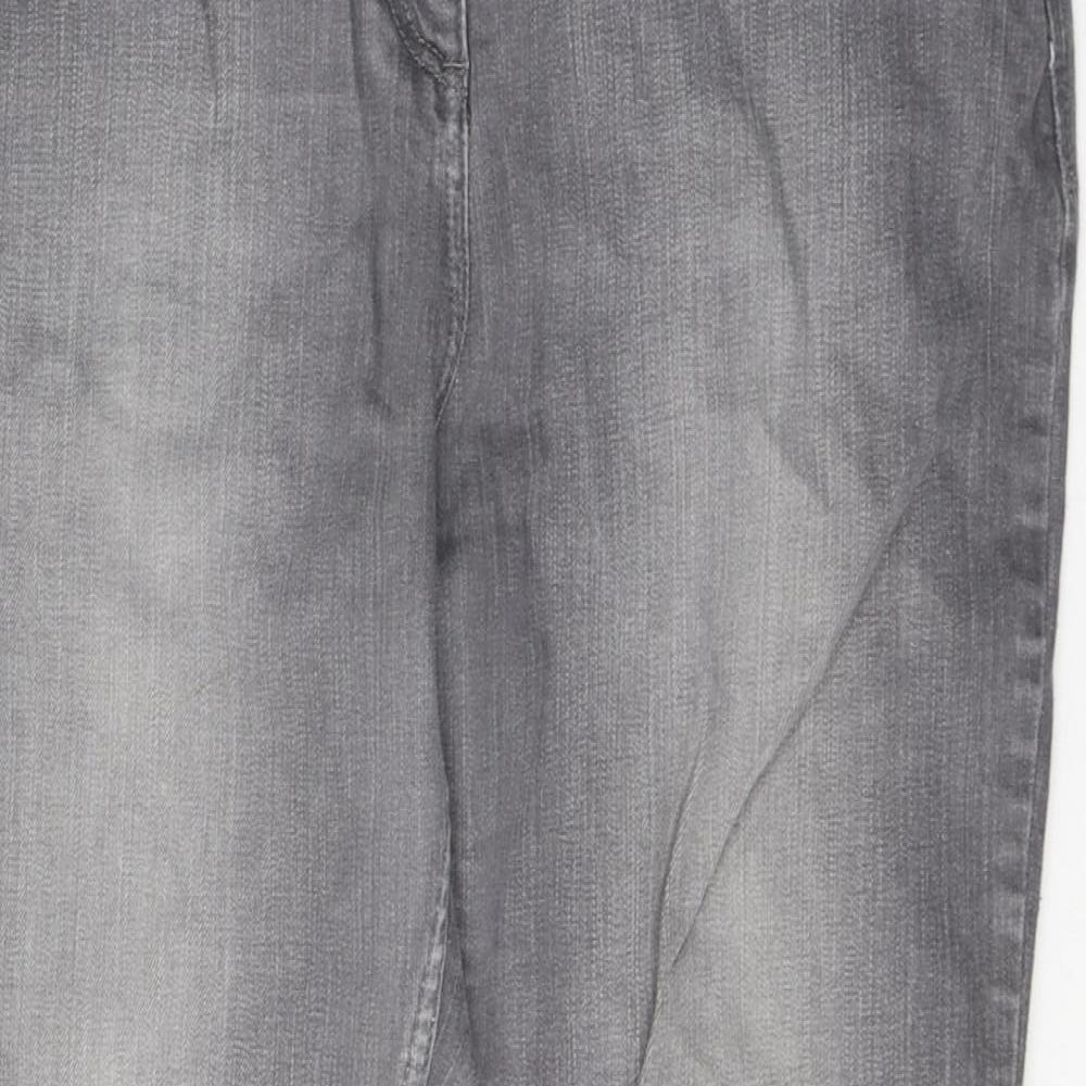 Marks and Spencer Womens Grey  Cotton Straight Jeans Size 20 L31 in Regular Button