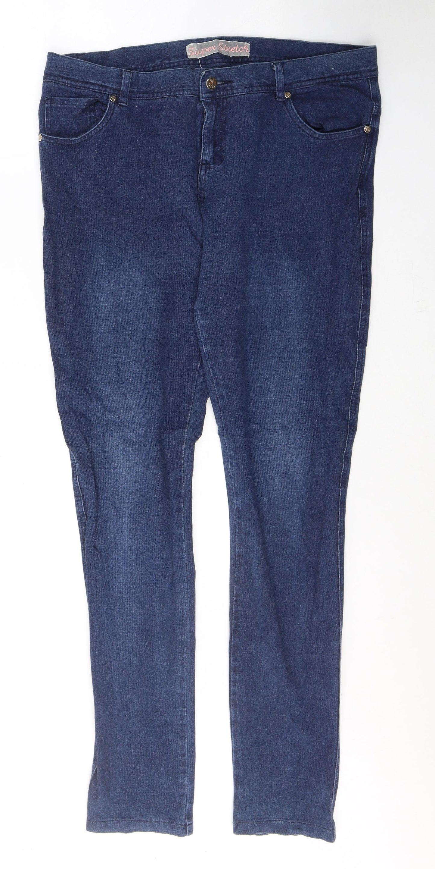 Denim & Co. Womens Blue  Cotton Skinny Jeans Size 16 L32 in Regular Button