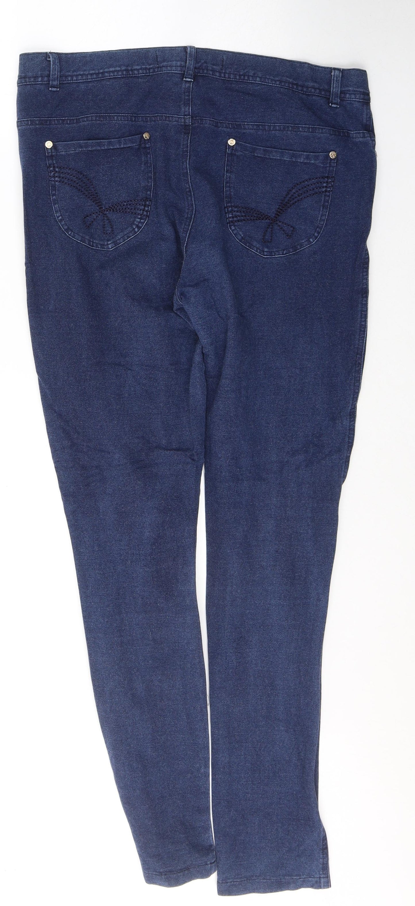 Denim & Co. Womens Blue  Cotton Skinny Jeans Size 16 L32 in Regular Button