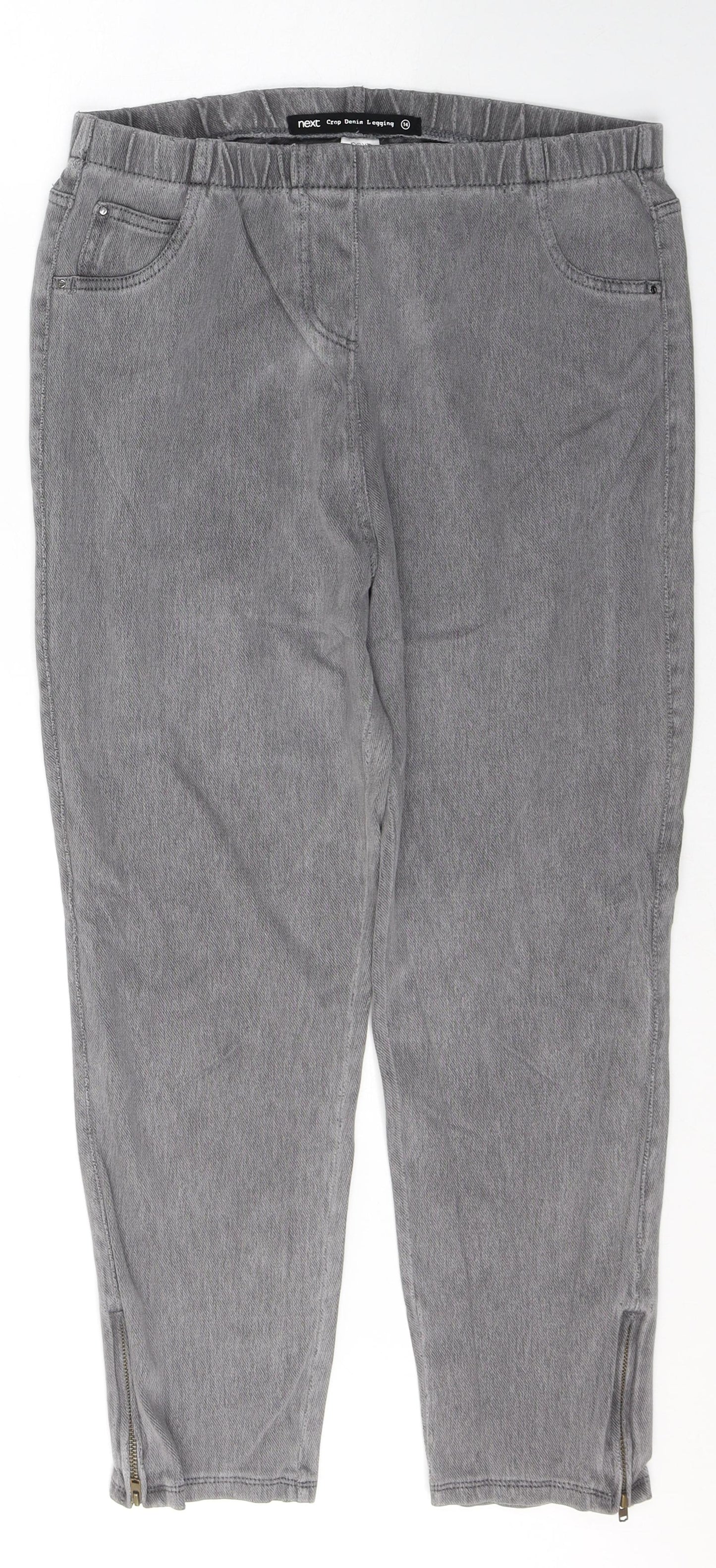NEXT Womens Grey  Cotton Cropped Leggings Size 14 L23 in