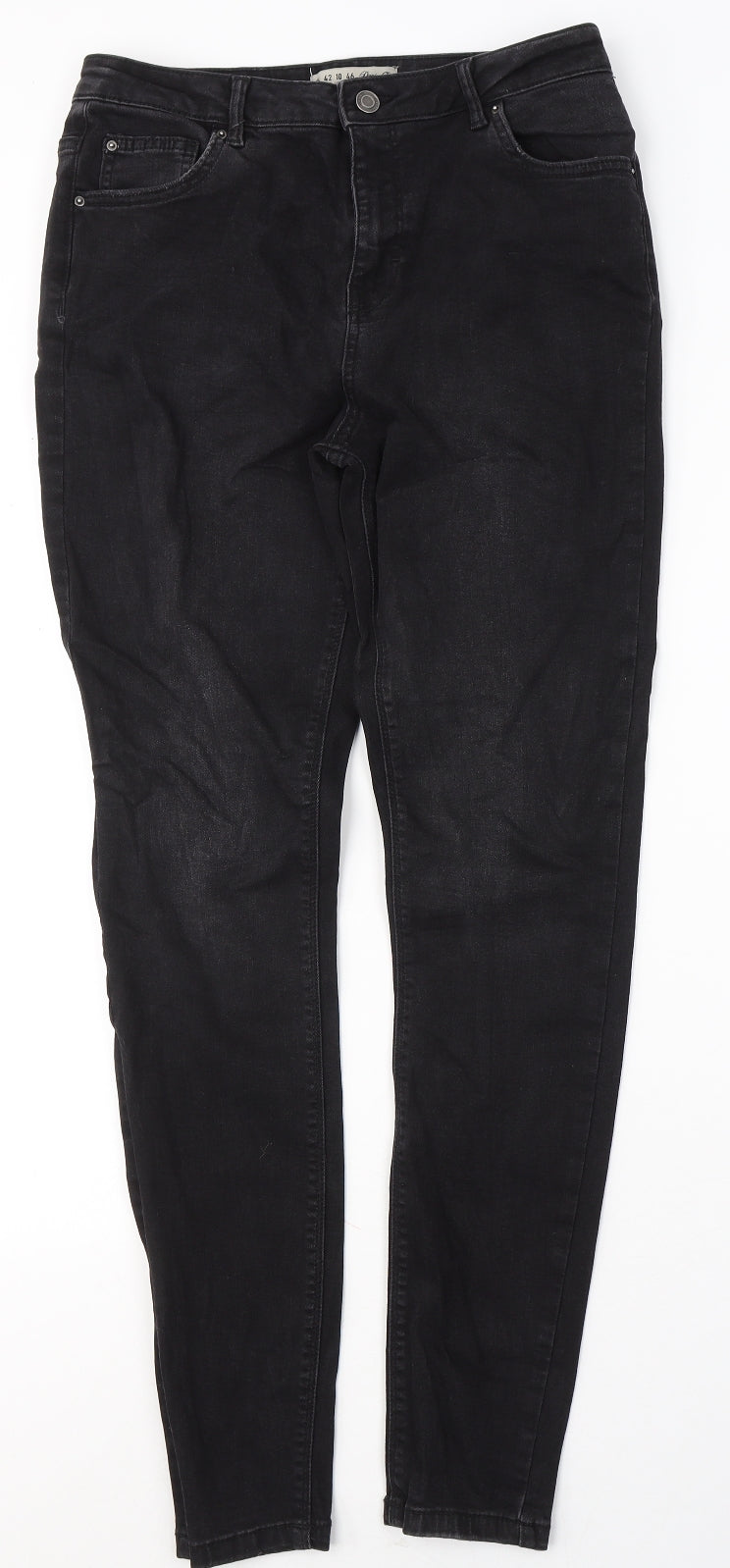 Denim & Co. Womens Black  Cotton Skinny Jeans Size 14 L30 in Regular Button