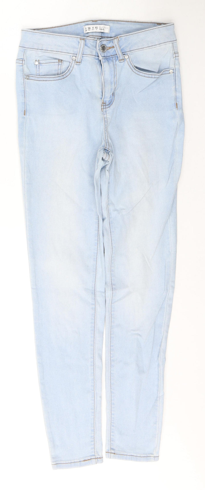 Denim & Co. Womens Blue Cotton Skinny Jeans Size 8 L26 in Regular Button