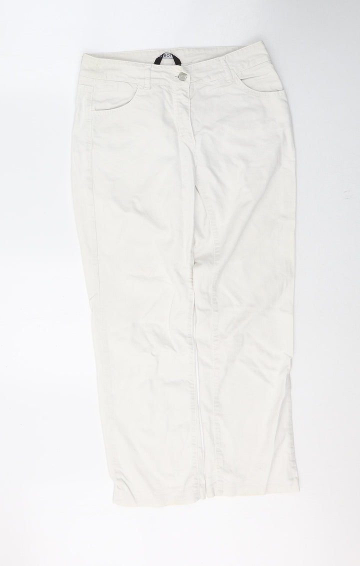 Carol Womens White Cotton Cropped Jeans Size 10 L26 in Regular Button