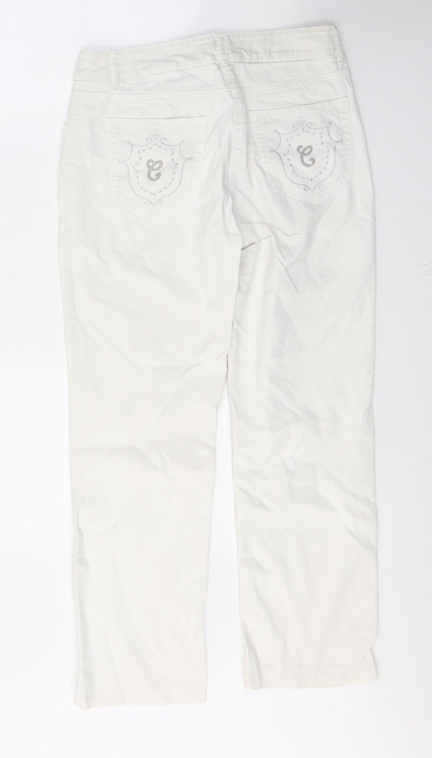 Carol Womens White  Cotton Cropped Jeans Size 10 L26 in Regular Button