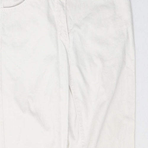 Carol Womens White  Cotton Cropped Jeans Size 10 L26 in Regular Button