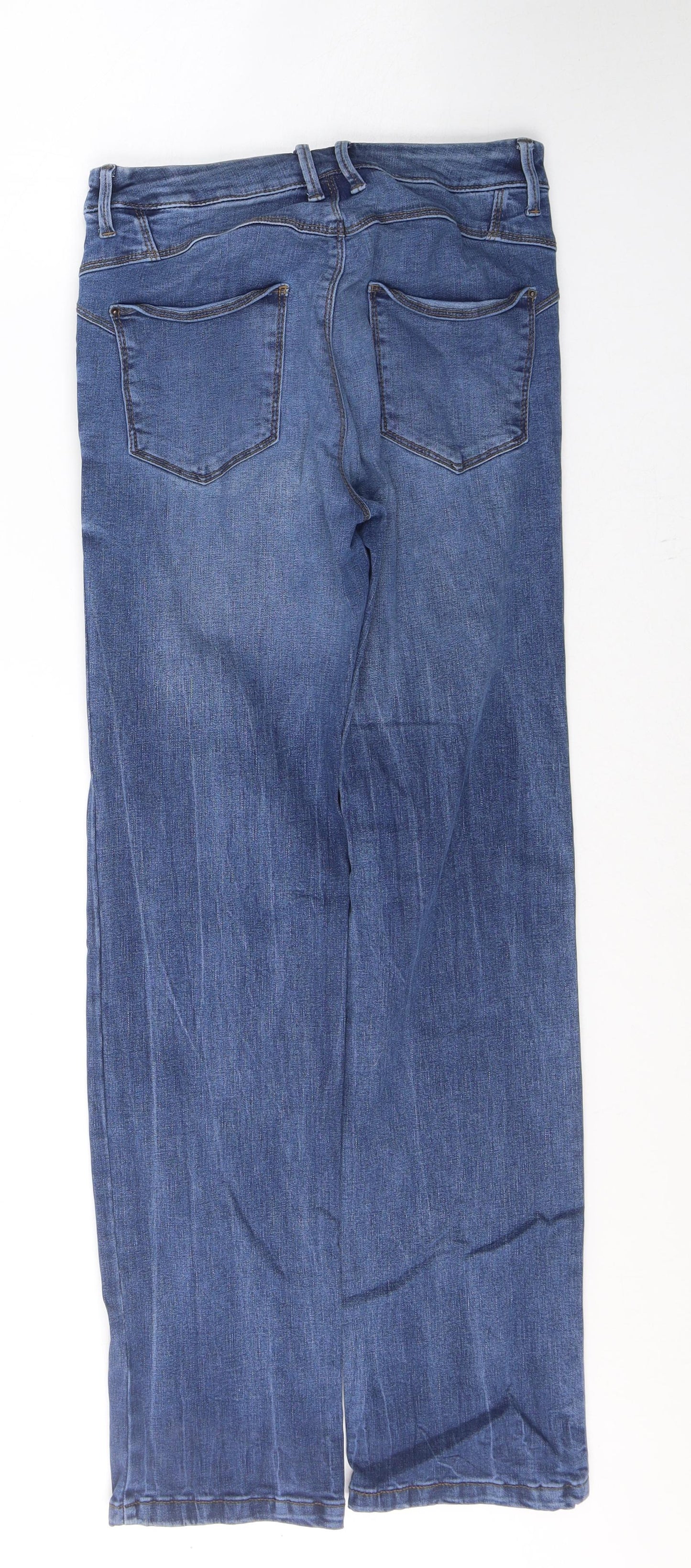 Marks and Spencer Womens Blue  Cotton Straight Jeans Size 28 in L30 in Regular Button