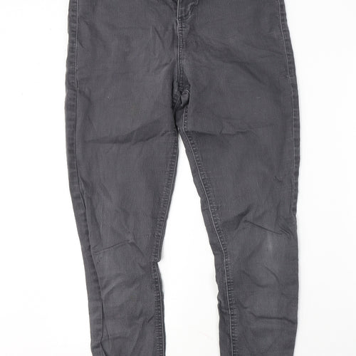 Marks and Spencer Womens Grey  Cotton Skinny Jeans Size 14 L28 in Regular Button