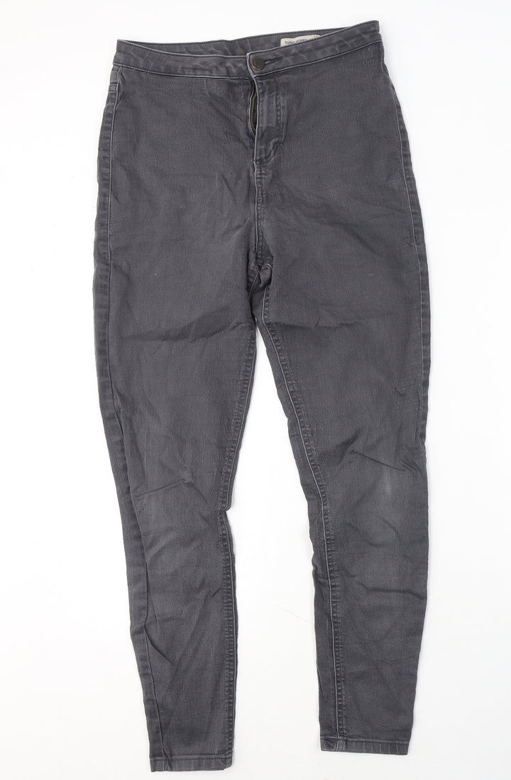 Marks and Spencer Womens Grey  Cotton Skinny Jeans Size 14 L28 in Regular Button