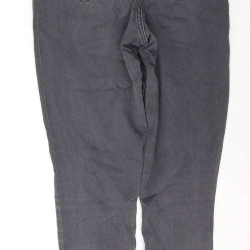 Marks and Spencer Womens Grey  Cotton Skinny Jeans Size 14 L28 in Regular Button